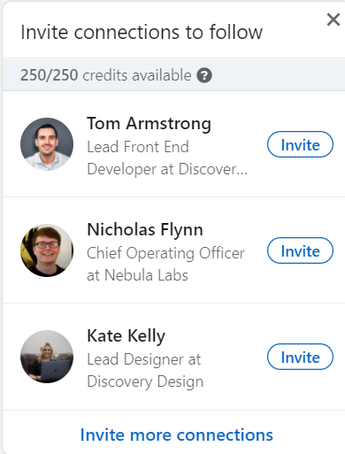 LinkedIn connection page