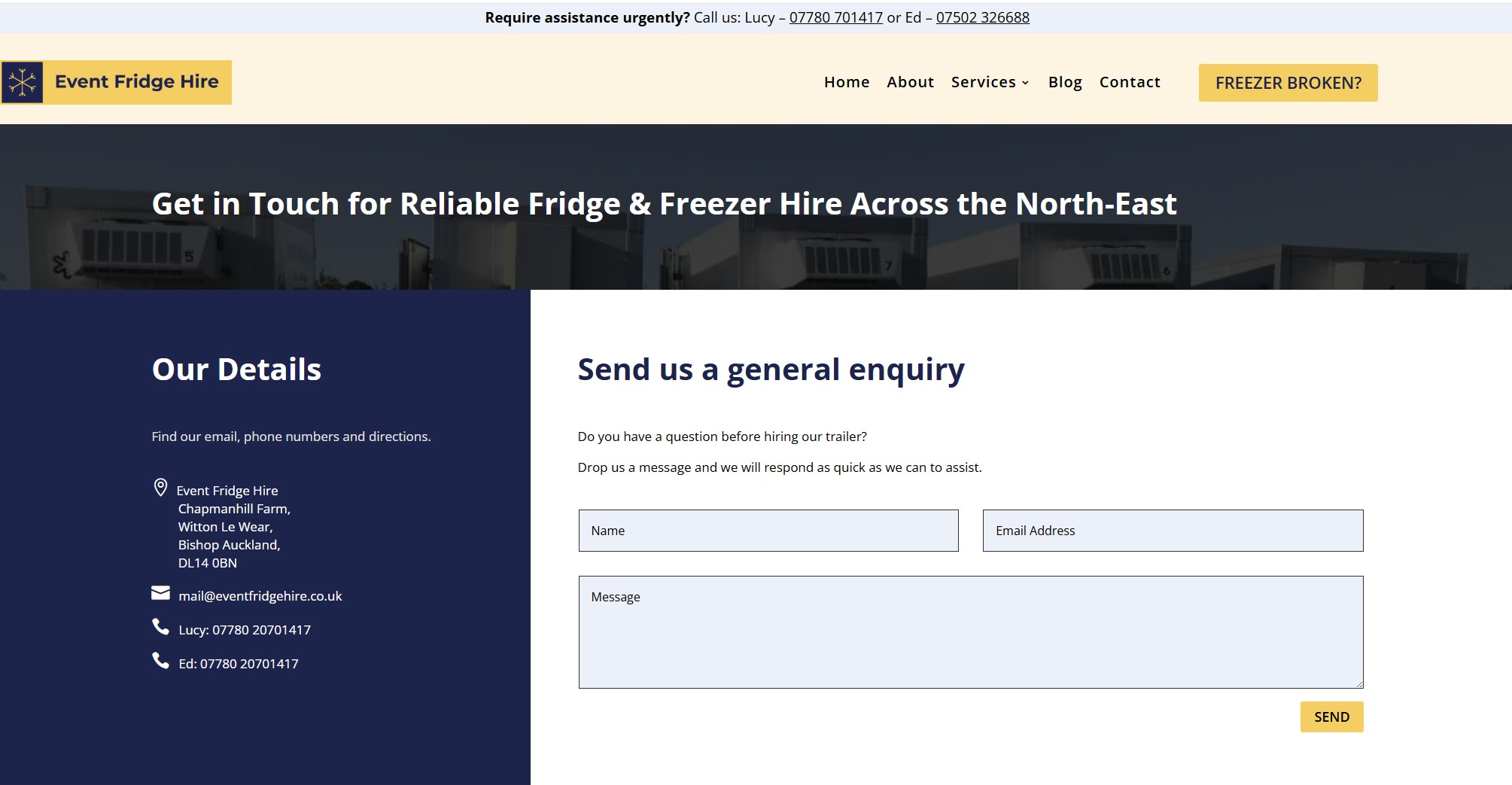 event fridge hire contact